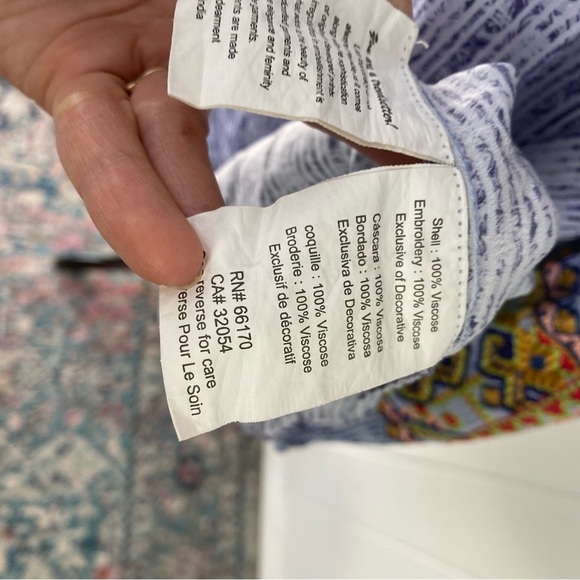 Anthropologie Bhanuni Jyoti Linne Embroidered Tunic Dress Blue Boho Size XS - Picture 14 of 16